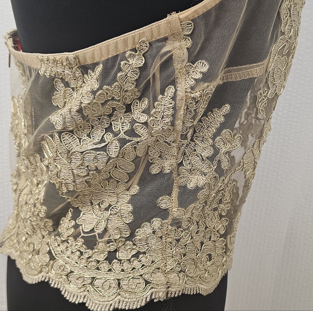 Banjul Womens Lace Mesh Grunge Gypsy Party Halter Crop Top - Picture 7 of 10
